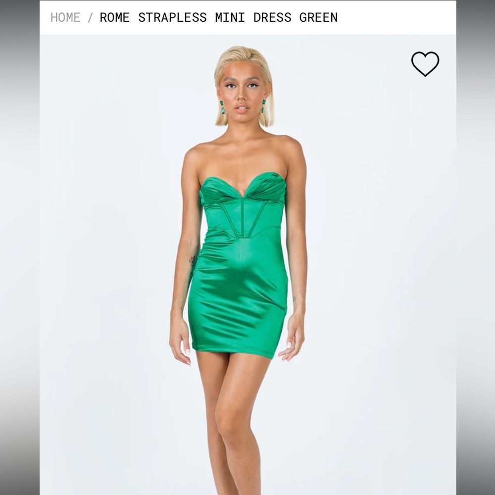 Princess Polly Rome Mini Green Dress Size 8 with straps